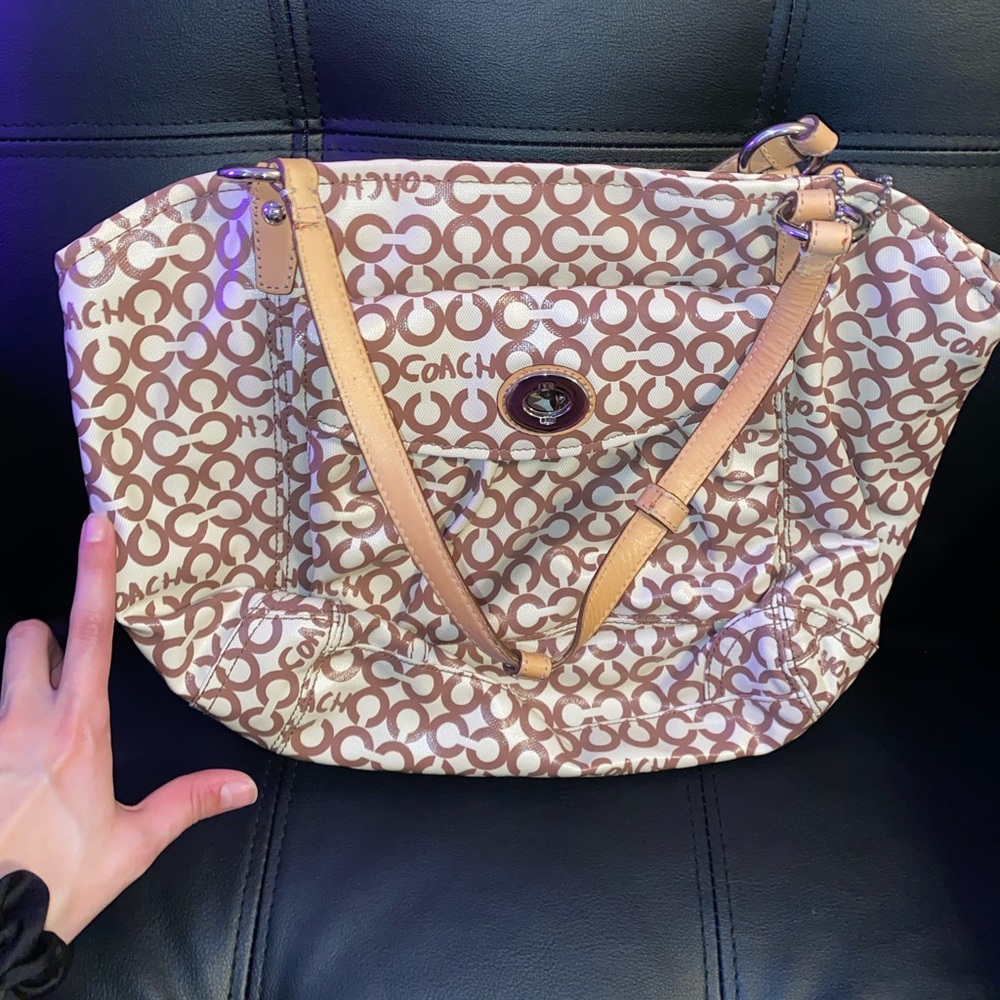 Brown Print Coach Bag